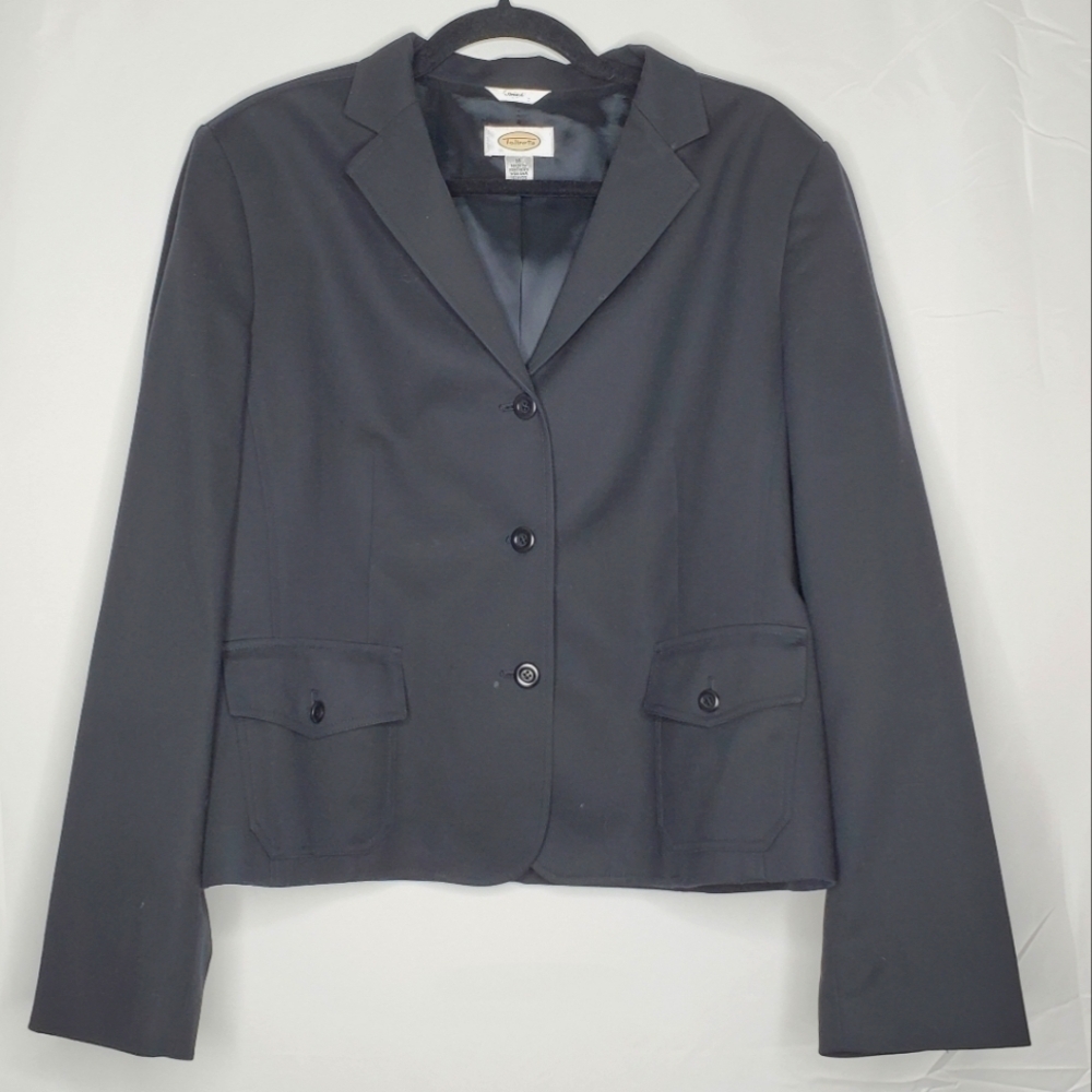 Talbots Plus Size Cotton Blend‎ Black Blazer 16 Lined Jacket with Pockets Career